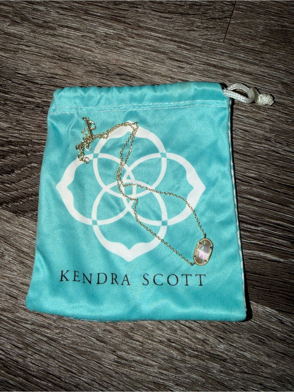 Kendra Scott Gold Necklace with Iridescent Opal Pendant